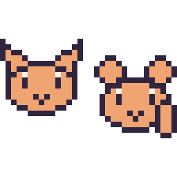 Pixel art Chat en portrait et Écureuil en portrait, grille 32 × 32