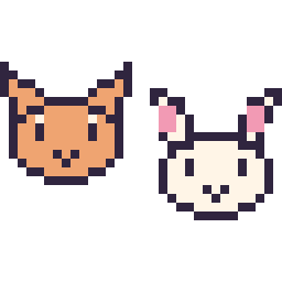Pixel art Chat en portrait et Lapin en portrait, grille 32 × 32