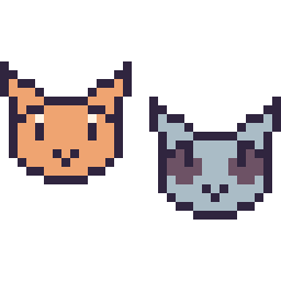 Pixel art Chat en portrait et Loup en portrait, grille 32 × 32