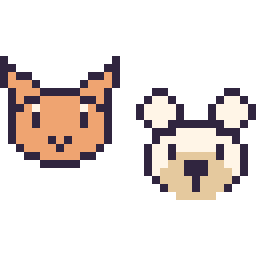 Pixel art Chat en portrait et Ours polaire en portrait, grille 32 × 32