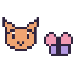 Pixel art Chat en portrait et Papillon simple 12 × 12, grille 32 × 32