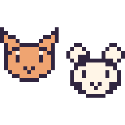 Pixel art Chat en portrait et Vache en portrait, grille 32 × 32