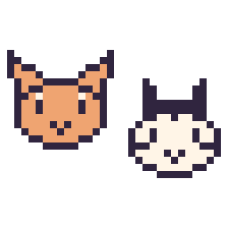 Pixel art Chat en portrait et Zèbre en portrait, grille 32 × 32