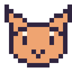 Pixel art Chat : portrait facile, grille 16 × 16