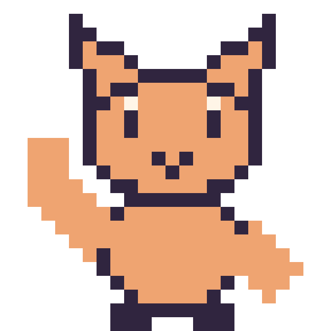 Modèle de pixel art Chat qui fait coucou sur une grille de 24 par 24 cases