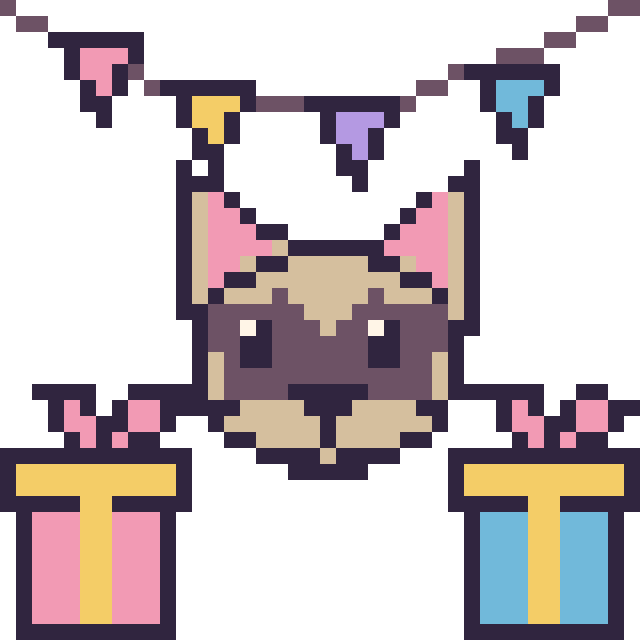 Modèle de pixel art Chat siamois pour un anniversaire sur une grille de 40 par 40 cases