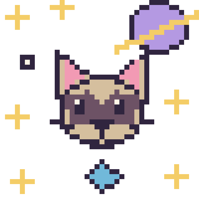 Modèle de pixel art Chat siamois dans l’espace sur une grille de 40 par 40 cases
