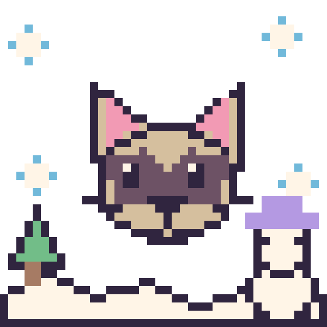 Modèle de pixel art Chat siamois en hiver sur une grille de 40 par 40 cases