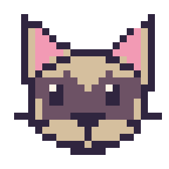 Pixel art Chat siamois, grille 24 × 24