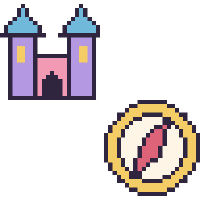 Modèle de pixel art Château et Boussole sur une grille de 48 par 48 cases