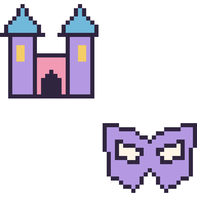 Modèle de pixel art Château et Masque de super-héros sur une grille de 48 par 48 cases