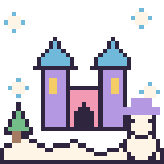 Pixel art Château en hiver, grille 40 × 40