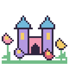 Pixel art Château dans le jardin, grille 40 × 40