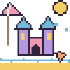 Pixel art Château à la plage, grille 40 × 40