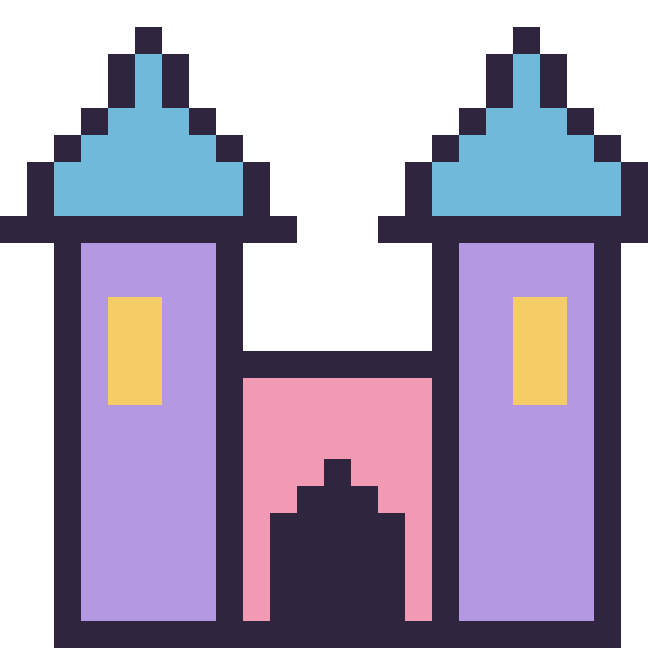 Modèle de pixel art Château sur une grille de 24 par 24 cases