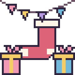 Pixel art Chaussette de Noël pour un anniversaire, grille 40 × 40