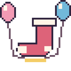 Pixel art Chaussette de Noël avec des ballons, grille 40 × 40