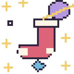 Pixel art Chaussette de Noël dans l’espace, grille 40 × 40