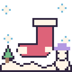 Pixel art Chaussette de Noël en hiver, grille 40 × 40