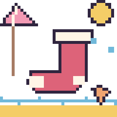 Pixel art Chaussette de Noël à la plage, grille 40 × 40