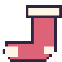 Pixel art Chaussette de Noël, grille 24 × 24