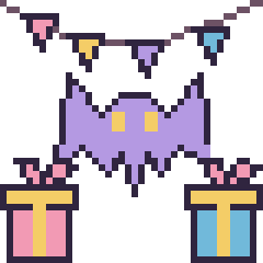 Pixel art Chauve-souris pour un anniversaire, grille 40 × 40