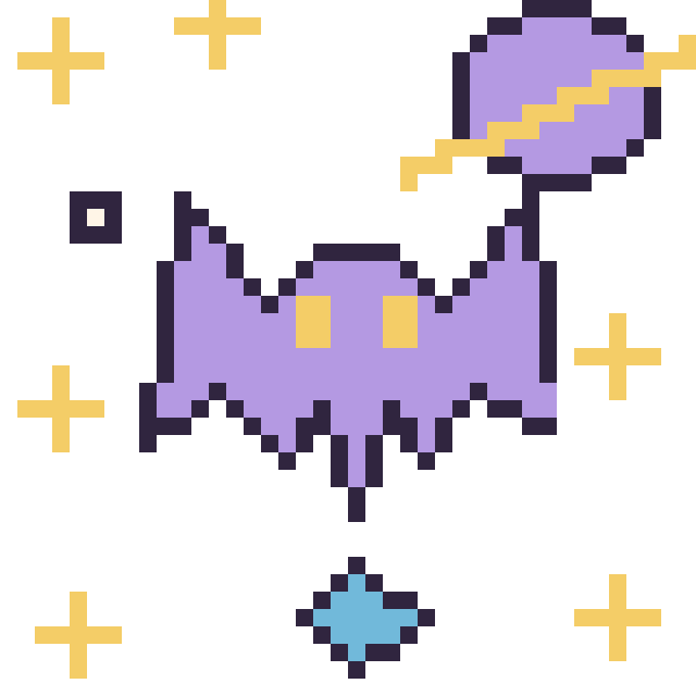 Modèle de pixel art Chauve-souris dans l’espace sur une grille de 40 par 40 cases