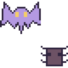 Pixel art Chauve-souris et Araignée Minecraft 16 × 16, grille 40 × 40