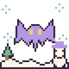 Pixel art Chauve-souris en hiver, grille 40 × 40