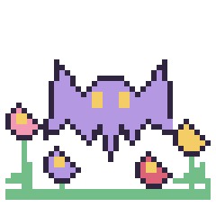 Pixel art Chauve-souris dans le jardin, grille 40 × 40