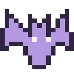 Pixel art Chauve-souris simple 16 × 16, grille 16 × 16