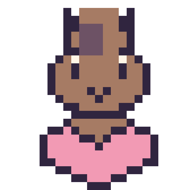 Modèle de pixel art Cheval avec un cœur sur une grille de 24 par 24 cases