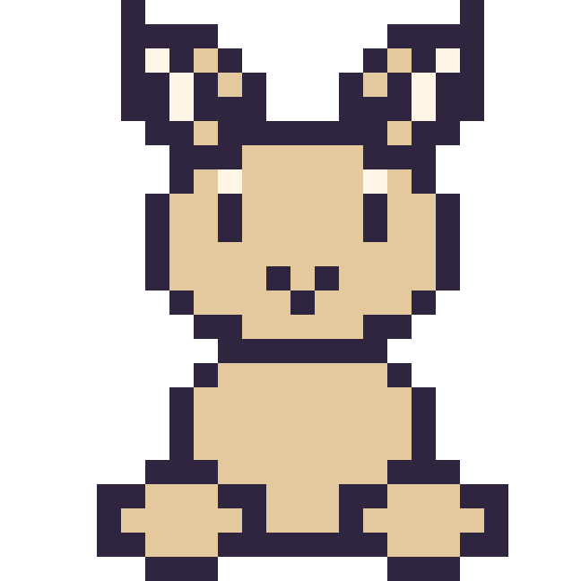 Modèle de pixel art Chèvre assis sur une grille de 24 par 24 cases