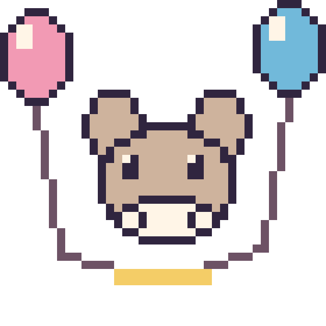 Modèle de pixel art Chèvre avec des ballons sur une grille de 40 par 40 cases