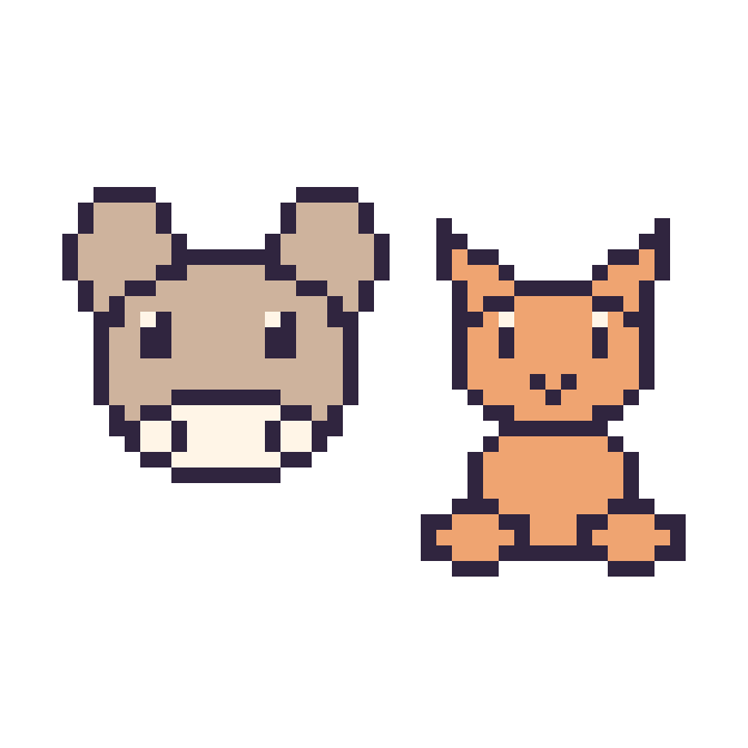 Modèle de pixel art Chèvre et Chat assis sur une grille de 48 par 48 cases