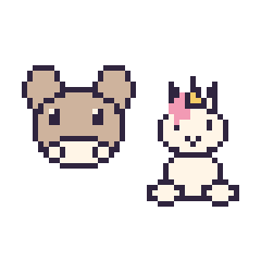 Pixel art Chèvre et Licorne assis, grille 48 × 48