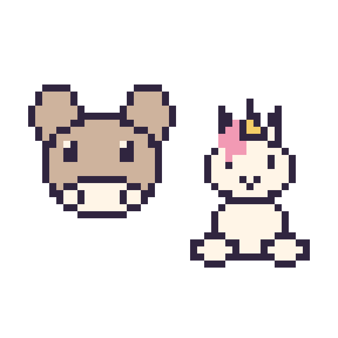 Modèle de pixel art Chèvre et Licorne assis sur une grille de 48 par 48 cases