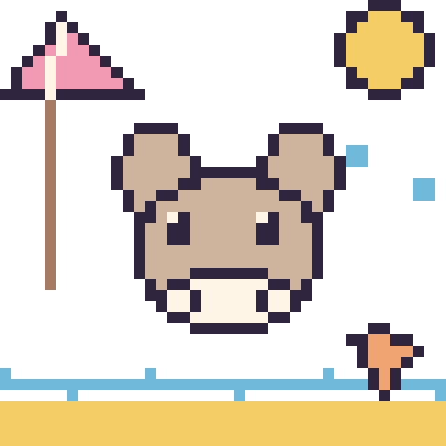 Modèle de pixel art Chèvre à la plage sur une grille de 40 par 40 cases