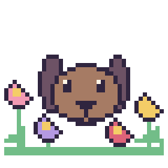 Pixel art Chien dans le jardin, grille 40 × 40