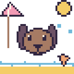 Pixel art Chien à la plage, grille 40 × 40