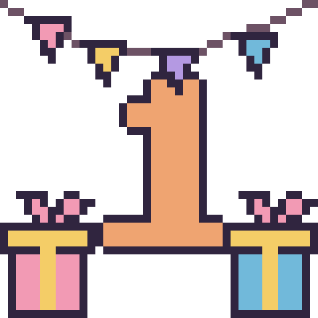 Modèle de pixel art Chiffre 1 pour un anniversaire sur une grille de 40 par 40 cases