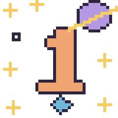 Pixel art Chiffre 1 dans l’espace, grille 40 × 40