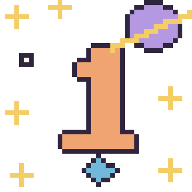 Modèle de pixel art Chiffre 1 dans l’espace sur une grille de 40 par 40 cases