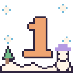 Pixel art Chiffre 1 en hiver, grille 40 × 40