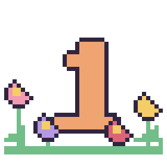 Pixel art Chiffre 1 dans le jardin, grille 40 × 40