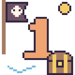 Pixel art Chiffre 1 en aventure pirate, grille 40 × 40