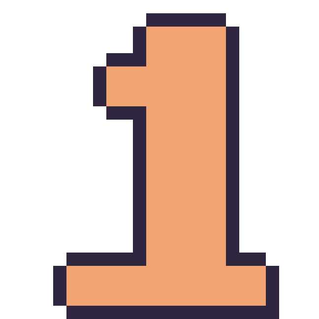Modèle de pixel art Chiffre 1 sur une grille de 24 par 24 cases