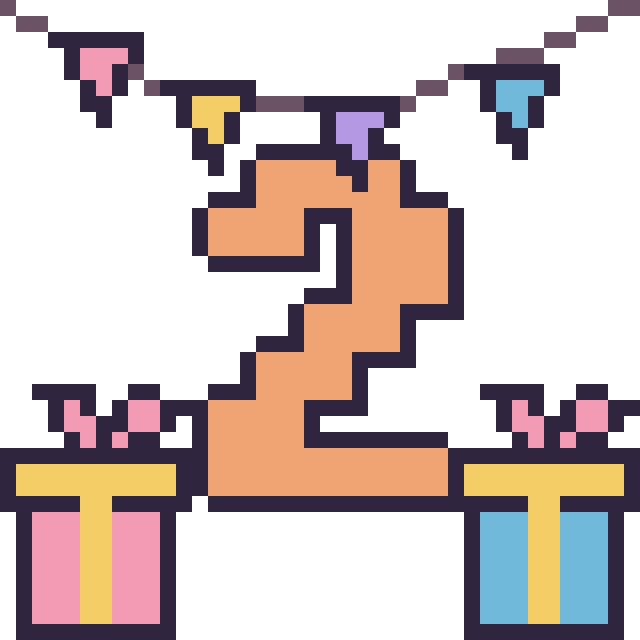 Modèle de pixel art Chiffre 2 pour un anniversaire sur une grille de 40 par 40 cases