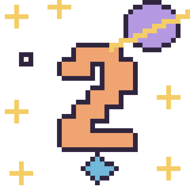 Modèle de pixel art Chiffre 2 dans l’espace sur une grille de 40 par 40 cases