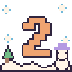 Pixel art Chiffre 2 en hiver, grille 40 × 40